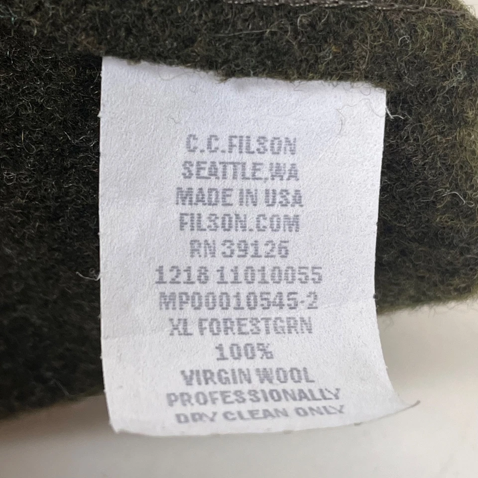 Filson Mackinaw 100% Virgin Wool Vest Forest Green Style 20 Size XL - Image 4 of 4