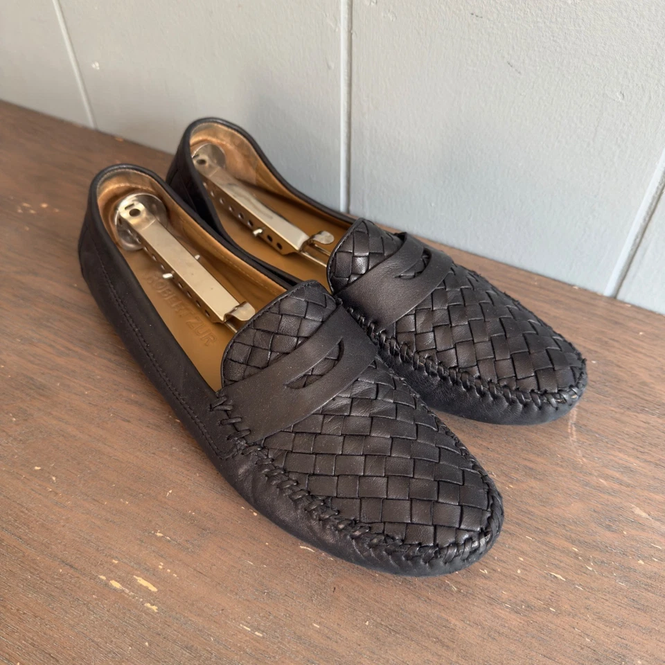 ROBERT ZUR Petra 软质乐福鞋黑色柔软皮革莫卡辛女式 10AA — 第 2/4 张图片