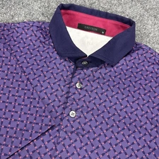 Greyson Polo Shirt Mens Medium Purple Geometric Monkey Lane Wolf Performance