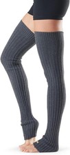 Toesox Thigh High Leg Warmers for Women, One Size Charcoal Grey