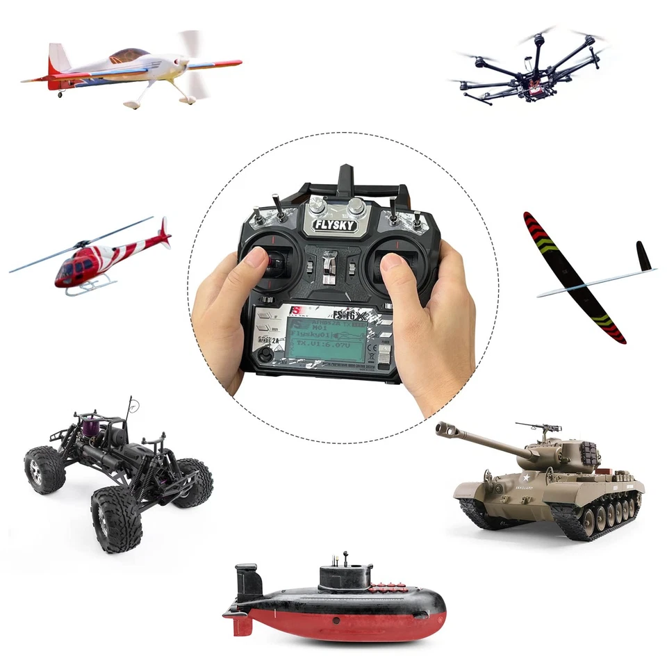 FS-i6X 10 Ch Transmitter, 2.4GHz RC Controller with FS-iA6B Receiver for Dron... - Image 2 of 4