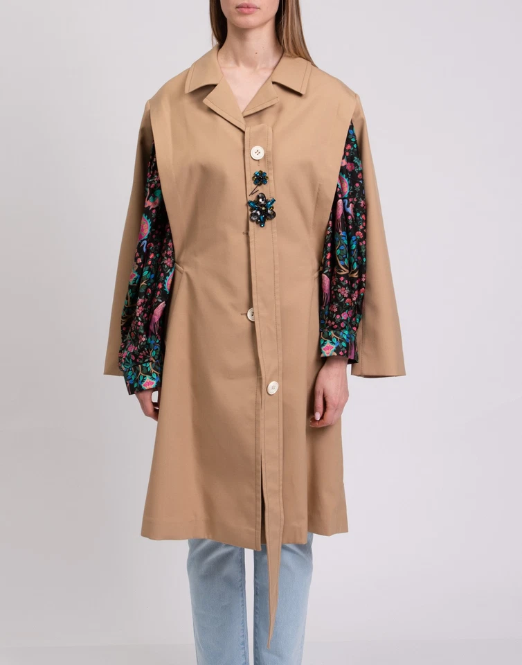 RRP €805 DOROTHEE SCHUMACHER Multiway Trench Coat Size 3 L Wool Blend Rhinestone - Image 2 of 4