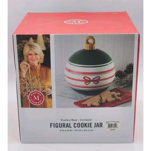 Martha Stewart Festive Bow Figural Ceramic Ornament Cookie Jar 9 in x 10 in NEW - Picture 10 of 10