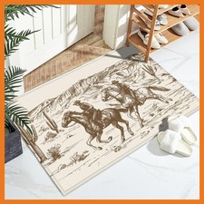 Duibel Western Cowboy Bath Mat Bathroom,Washable Door Mat Absorbent Bath Rug