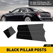 6PCS Black Door Car Window Pillar Post Cover Trim For 2005-2010 Chrysler 300 PC
