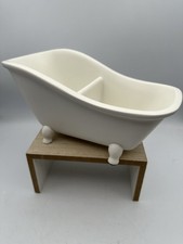 White Resin Divided Footed Tub Bathroom Accessories Or Plant Holder