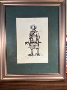 Gil McCue Signed Limited Edition Print 23/200 Colonial Rifleman Framed Art