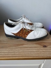 FootJoy DryJoys Golf Shoes Men White/Brown Leather, Size 11M