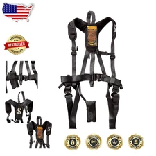 Large Black Sport Full Body Harness Blend Padded Comfort Tangle-Resistant