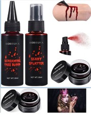 BOBISUKA 3PCS Halloween Fake Blood Makeup Kit - Coagulated 1.41oz  Spray 1.76oz