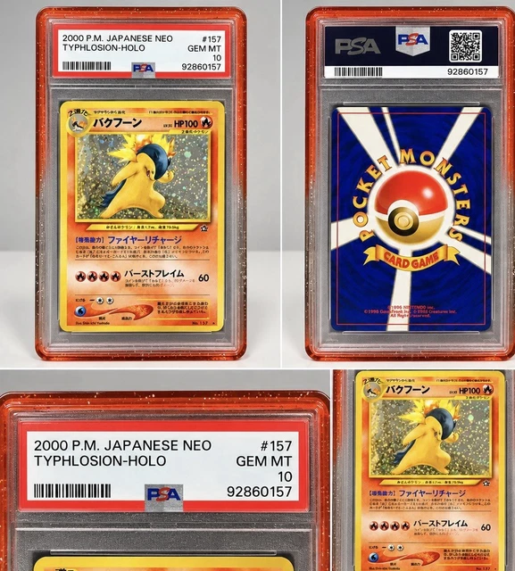Typhlosion PSA 10 Holo 2000 Japanese Neo #157 Pokemon TCG Cert 92860157