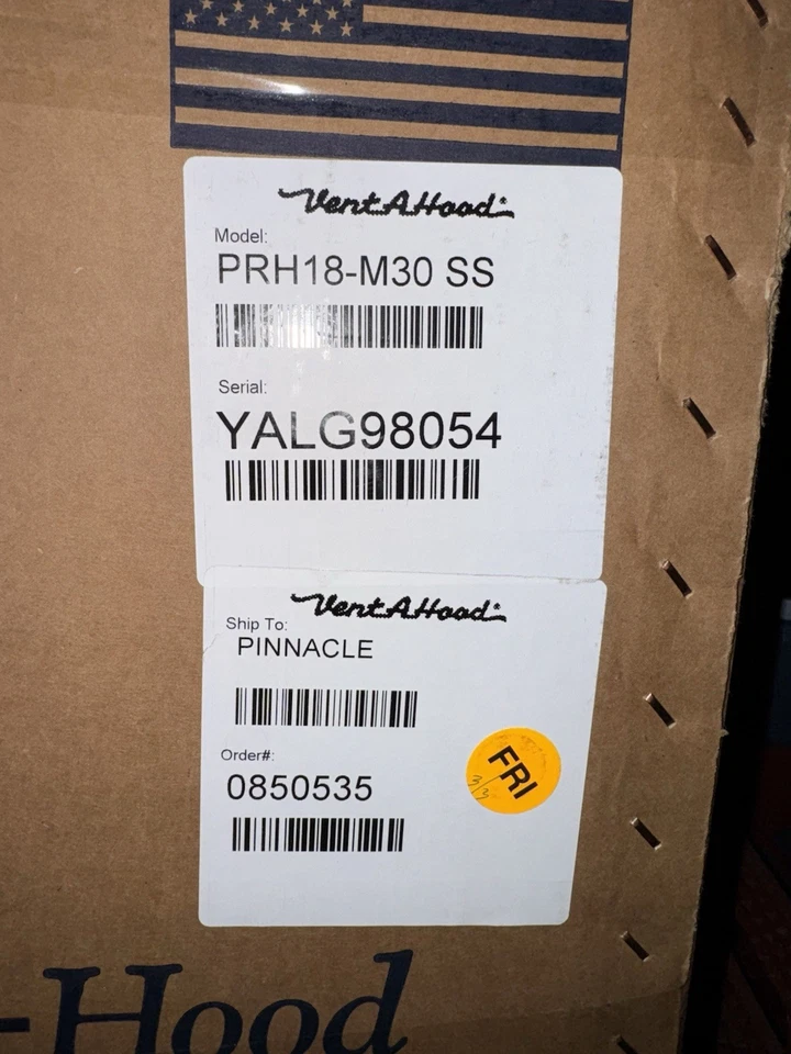 Campana extractora Vent A prh18m30ss, 1035 cfm nueva en caja Foto 4 de 4
