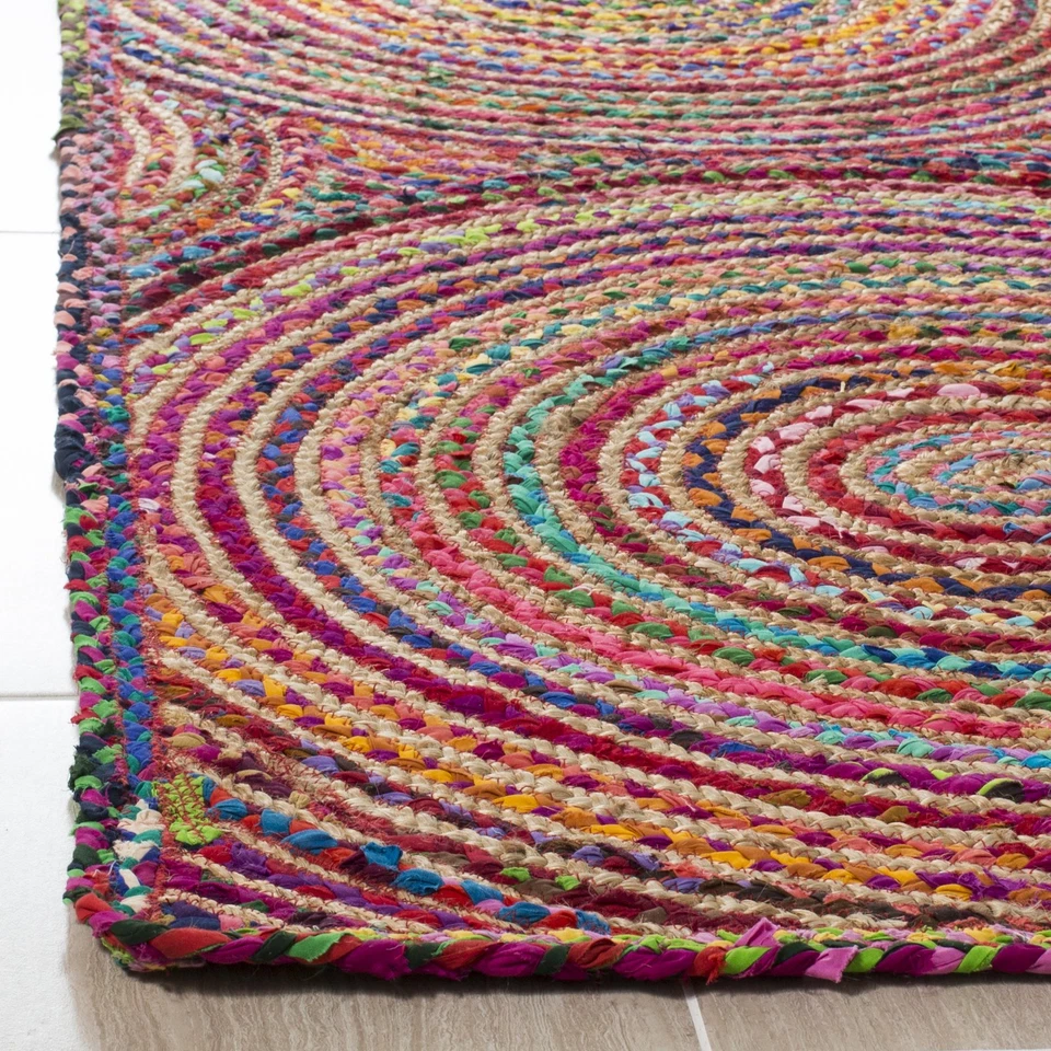 Tapete de área coleção Cape Cod - 3' x 5' oval, vermelho e múltiplo, feito à mão trança boho... - Imagem 2 de 2