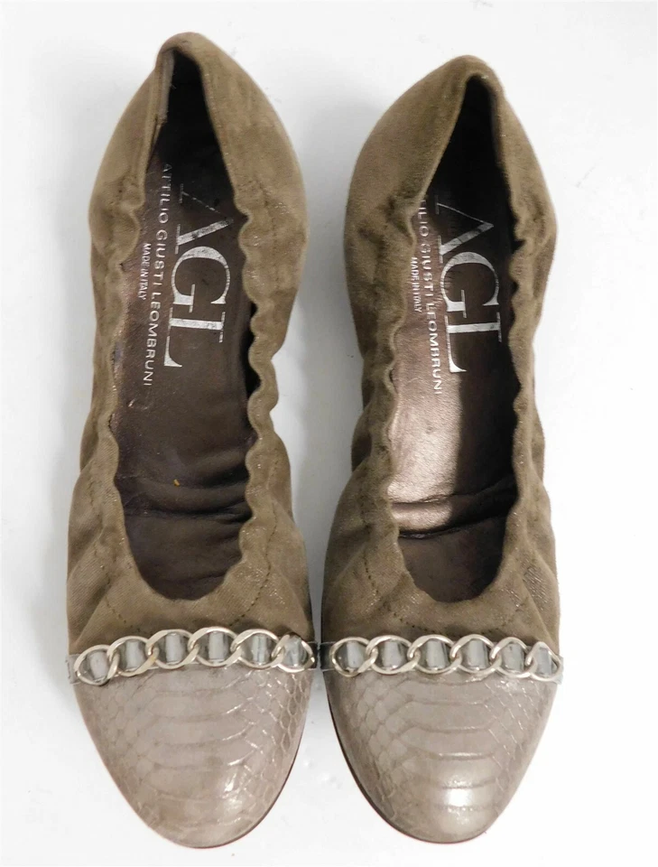 AGL Attillio Giusti Leombruni Braun Silber Leder Ballerinas 38,5 - Bild 3 von 4