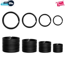 40 Pack Key Ring Keychain Mix 4 Sizes Black Metal Flat Split Key Chains Rings..