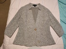 St. John Jacket Blazer Tweed White/Green/Gray Size 4 Wool Blend
