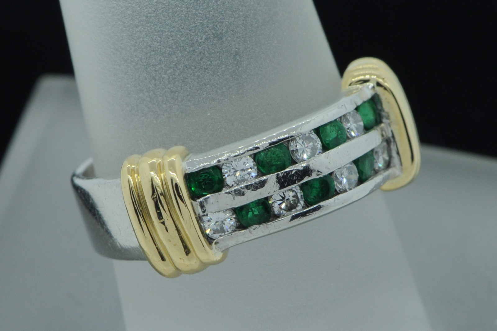 TBC Platinum and 18K Yellow Gold Emerald and Diamond … Gem