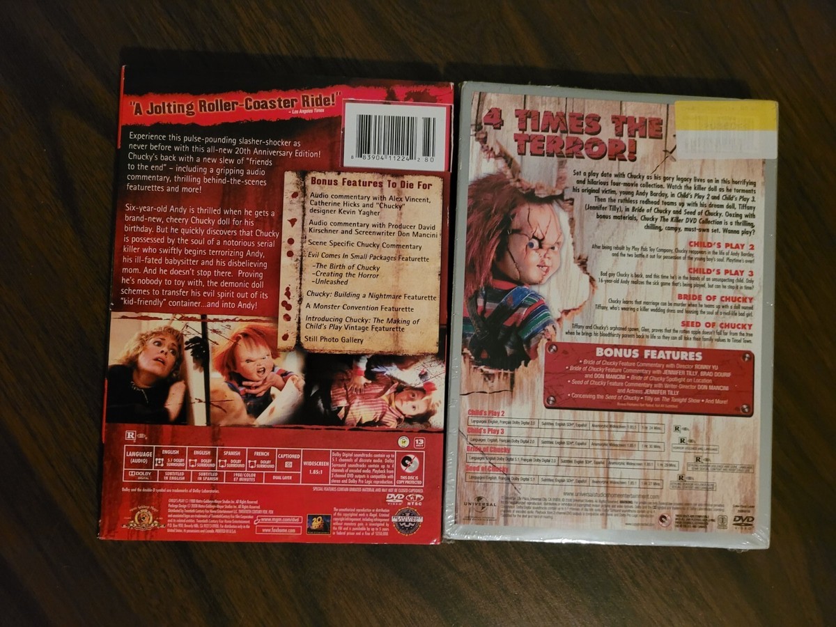 Child's Play 1-3, Bride Of Chucky, Seed Of Chucky Dvd Lot