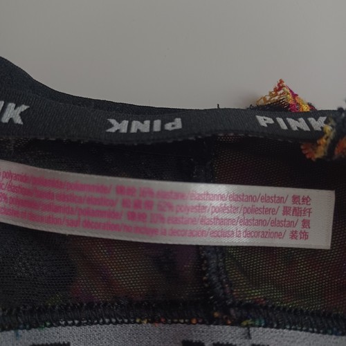 VS PINK Date Lace Racerback Push Up Bra 32DD Black Floral -Adjustable -Padded - Picture 10 of 14