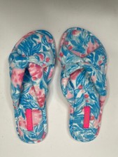 Lilly Pulitzer Bondi Blue My Little Peony Slippers Size 9 / 10  NEW