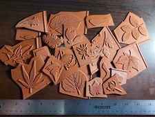 Fred B Mullett Plants/Seeds/Feather 20pc Assortment Rubber Stamps Raw Unmounted 