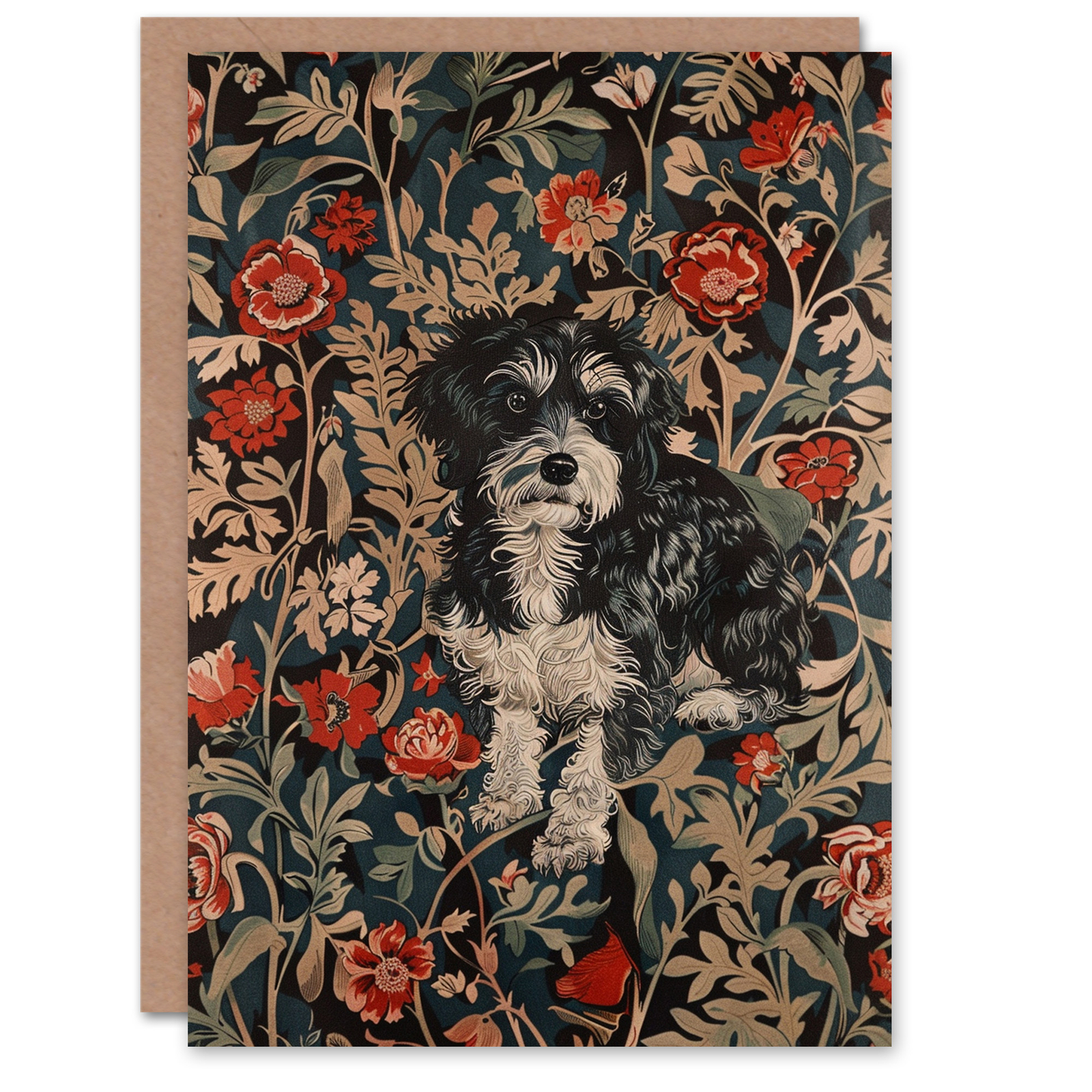 Yorkshire Terrier Retro Floral Pattern Dog Lover Birthday Card