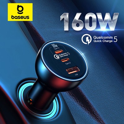 Baseus 160W Car Charger QC 5.0 Fast Quick Charging PPS PD3.0 USB Type C Car Phon