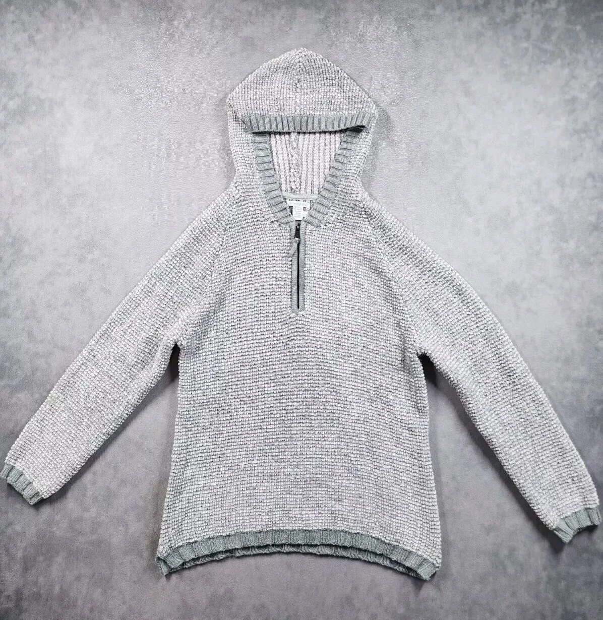 Carbon2Cobalt Chenille Sweater Hoodie Women's Medium Gray Knit Preppy Cozy