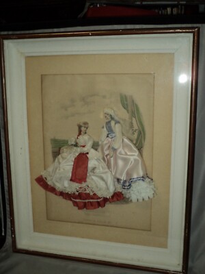 Vintage Etching Embellished Mixed-Media 3D Art LA MODE ILLUSTREE 16x19''