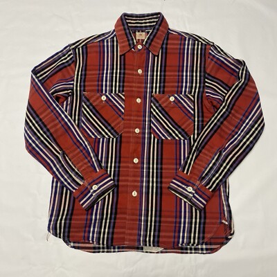 Sugar Cane Flannel Shirt Men's S Heavyweight Used Japan Rare Red 50s Toyo
