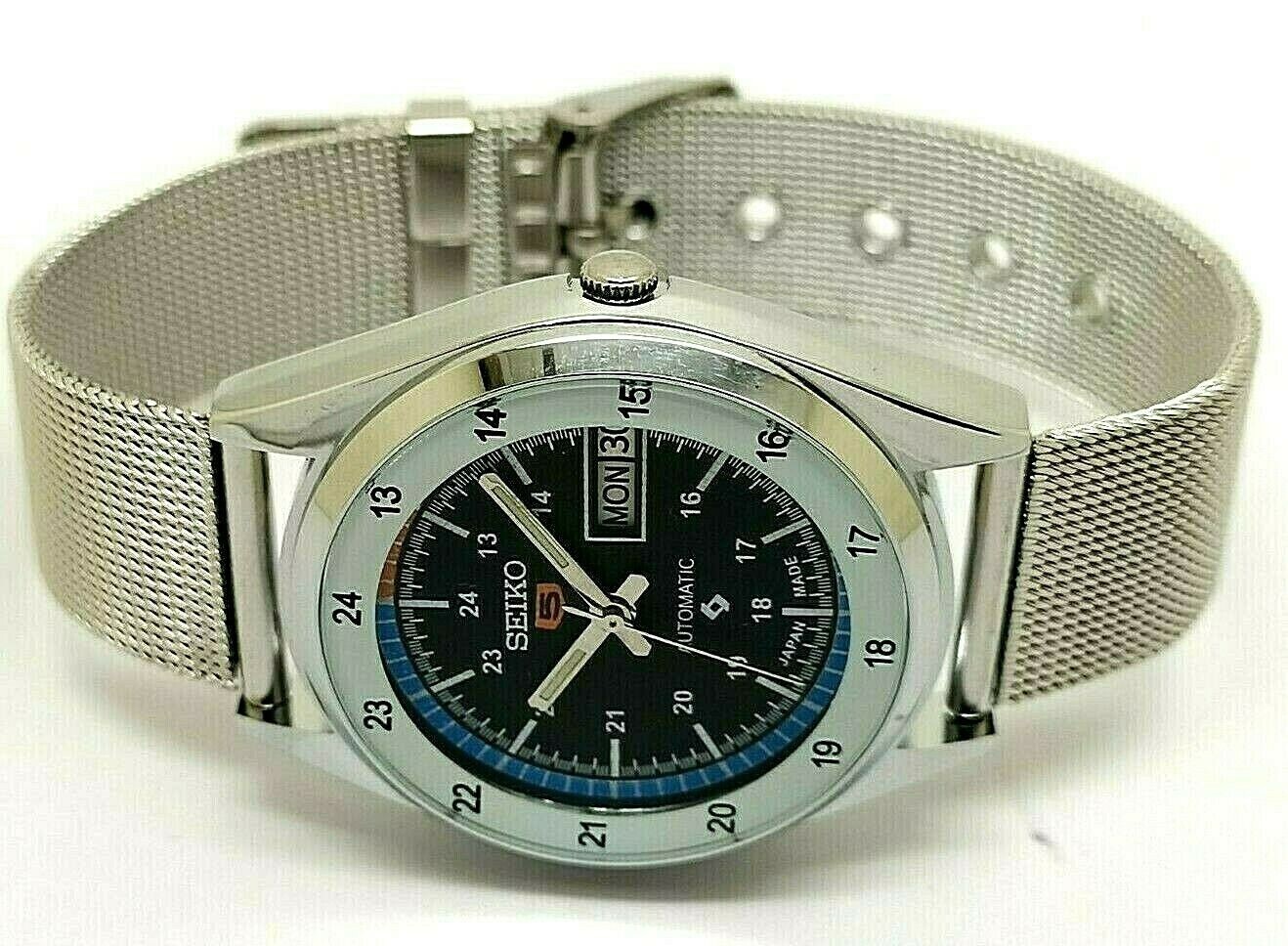 SEIKO 5 AUTOMATIC STEEL SILVER DAY/DATE VINTAGE MEN'S WRIST WATCH eBay