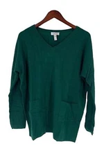 Denim & Co. V-Neck Drop-Shoulder Long-Sleeve Pocketed Tunic Evergreen