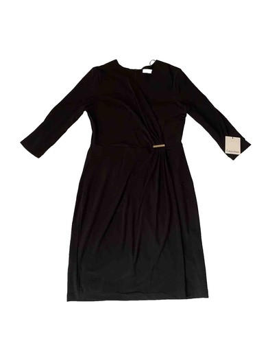 calvin klein women's jewel-neck 3/4-sleeve chiffon dress Calvin Klein Floral Chiffon Shift Dress Women's Dress Lake : 2