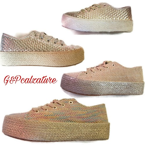 Espadrillas Campesine donna fondo alto corda estive-tipo SUPERGA donna  estive | eBay