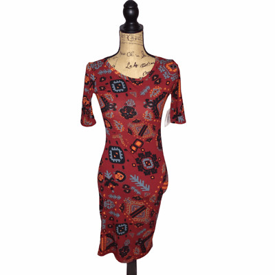 Lularoe Womens Julia Dress Size XXS Knee Length Multicolor Floral Sheath  (2701)