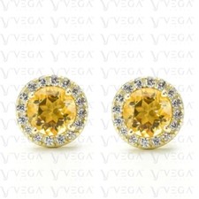 2.98Ct Round Shape Natural Citrine & Diamond ...