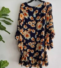 Betsey Johnson Bambi Deer Boho Mosaic Long Bell Sleeve Mini Dress Size 4