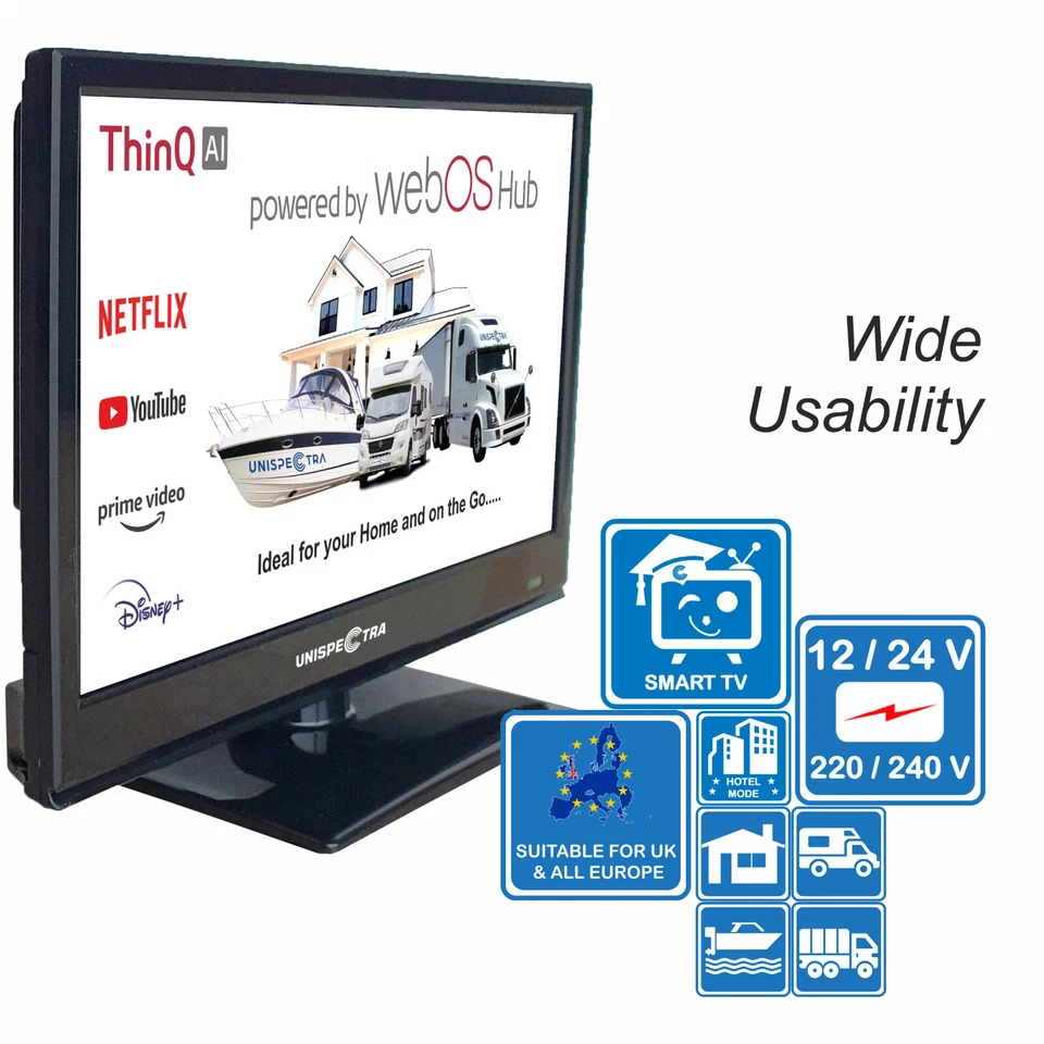 Unispectra® 16" Smart TV (webOS), Magic Remote 12V TV for Motorhome, Truck, Boat - Image 4 of 4