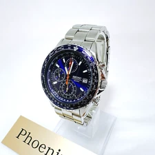 Seiko 7T92-0CF0 Flightmaster Pilot  Chronograph Blue Dial Mens Watch Quartz