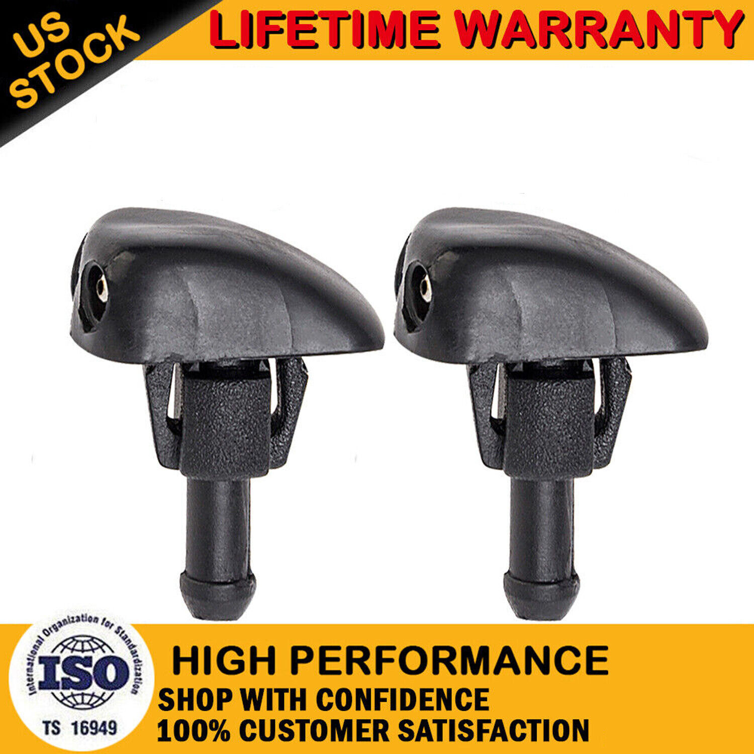 2Pcs Car Dual Holes Windshield Washer Nozzle/Wiper Water Spray Jet