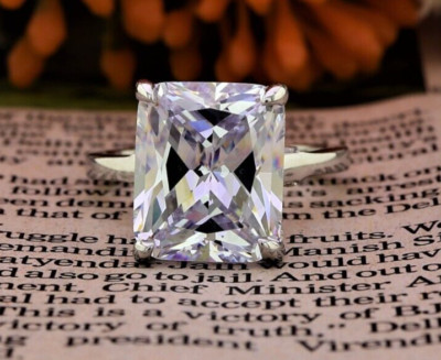 Radiant Cut Hidden Halo Moissanite Engagement Ring In Silver Anniversary Ring