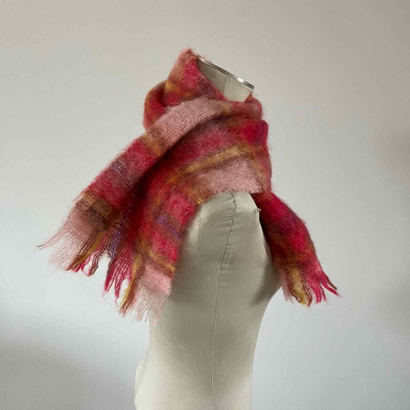 Glentana Pink Striped Wool/Mohair Blend Scarf OS - image 2