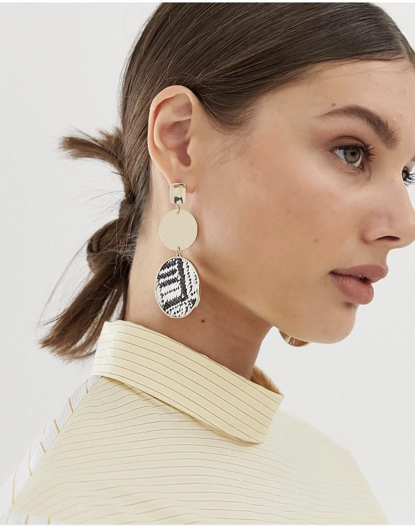 Gold coloured drop earrings sale