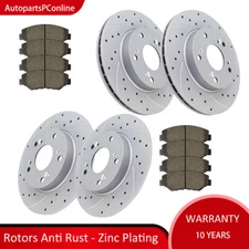 Front Rear Slotted Rotors Brake Pads for 2006-2011 Honda Civic Rotor Pad Brakes