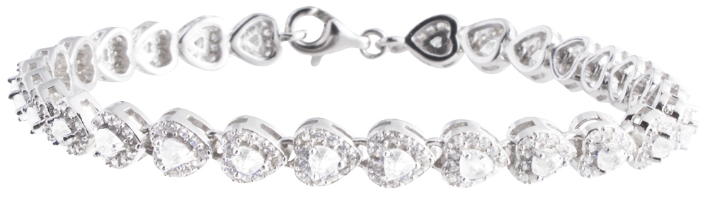 Женский браслет из стерлингового серебра 925 пробы с кубическими камнями циркония шириной 55 мм 13390₽