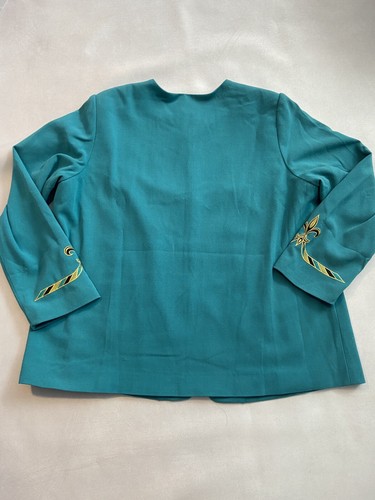 BOB MACKIE WEARABLE ART Teal Gold button up Jacket Tunic 60's 70's 80's disco 1X - Picture 6 of 10