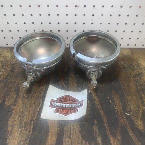 Harley 4” Touring Chrome Fog Auxiliary Passing Light Housings Case 041
