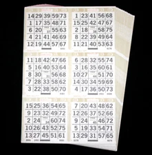BINGO PAPER Cards sheets 6 on 4 Tan Border DAB ALL 75 - 25 packs 