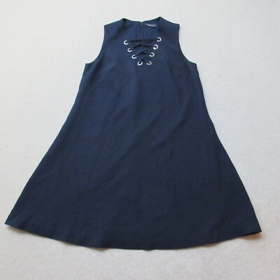 M&S Twiggy A-Linien Kleid Damen UK 14 kurz dunkelblau klassisch ärmellos EU 42