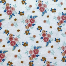 Chick Pea Floral Baby Blanket Silky Sherpa Pink White Blue 30 x 40